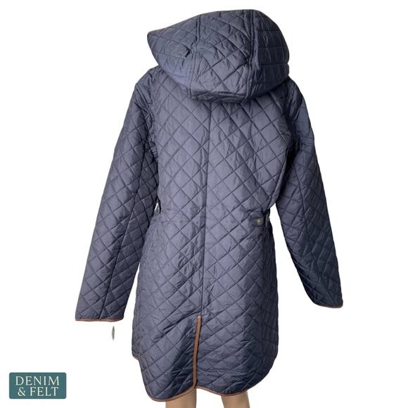 NEW Lauren Ralph Lauren Quilted Hooded Coat Faux Suede Trim Insulated Luxe Large - Picture 7 of 16